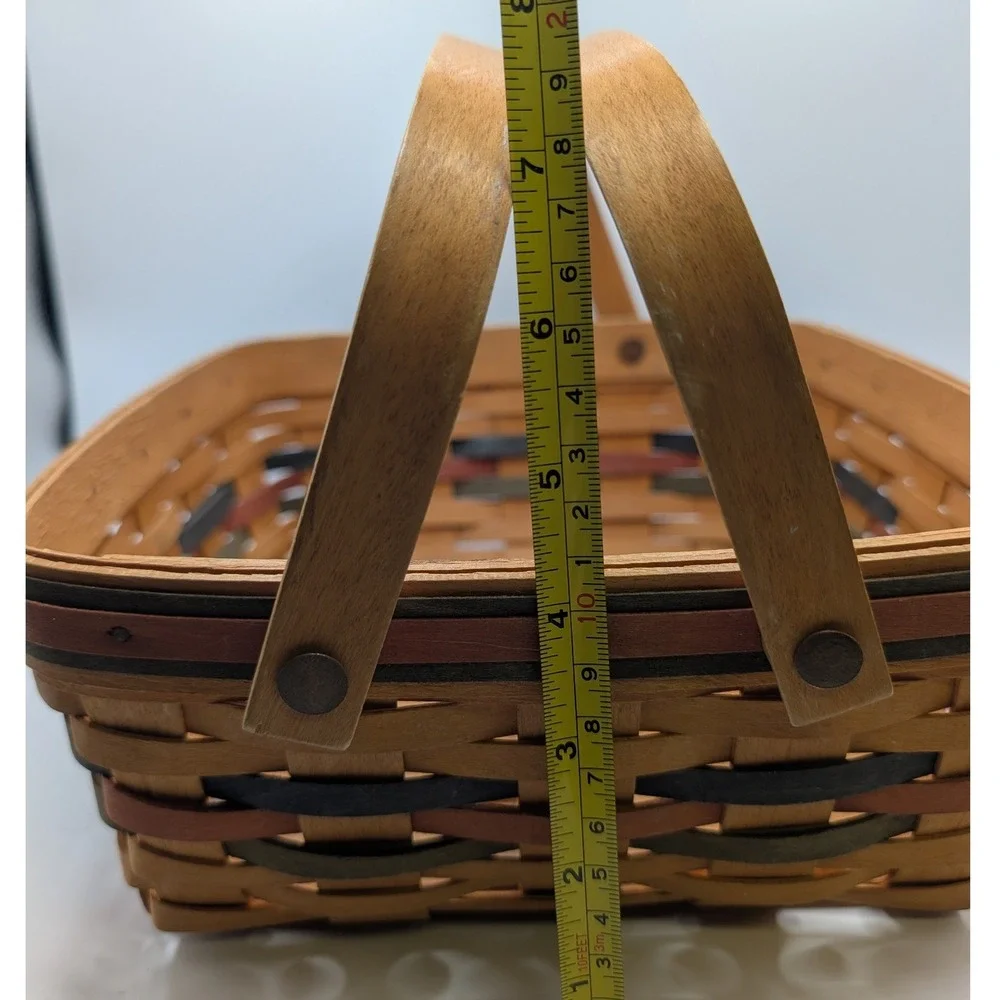 Vtg 1997 Longaberger Shades of Autumn Double‎ Handle Pie Basket Square 10in Ohio